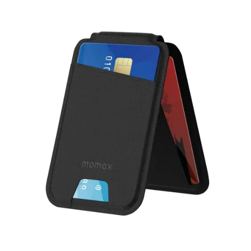 صورة MOMAX 1-WALLET MAGNETIC CARD HOLDER WITH STAND - BLACK