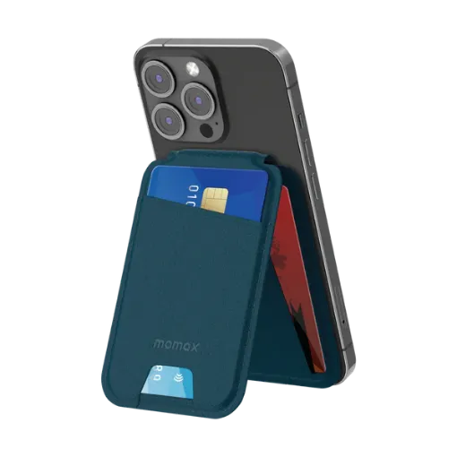 صورة MOMAX 1-WALLET MAGNETIC CARD HOLDER WITH STAND - BLUE