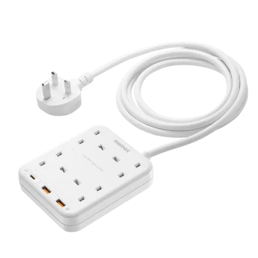 صورة MOMAX ONEPLUG 4 OUTLET POWER STRIP WITH USB - WHITE