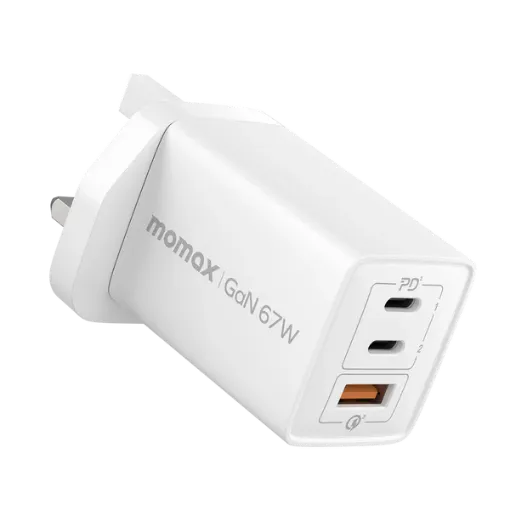 صورة MOMAX ONEPLUG 67W 3 PORT GAN WALL CHARGER - WHITE