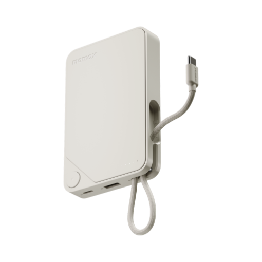 صورة MOMAX 1-POWER X 10000mAh Power Bank with Built-in USB-C Cable (White)