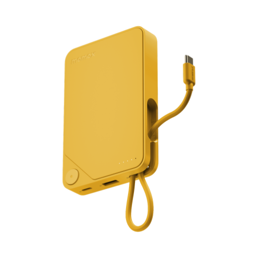 صورة MOMAX 1-POWER X 10000mAh Power Bank with Built-in USB-C Cable (Yellow)