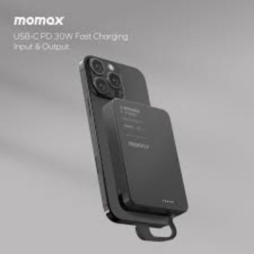صورة بطارية Momax 1-Power F.Pass+ سعة 5000 مللي أمبير/ساعة مع كابل مدمج وملحق مغناطيسي (أسود)