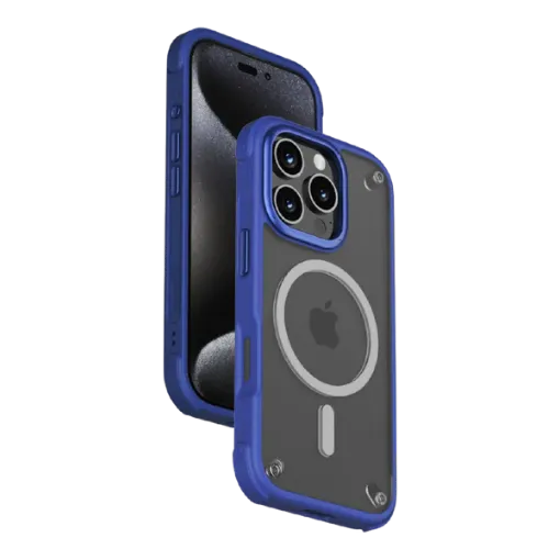 صورة                                                                            MOMAX Air Protection المغناطيسي لهاتف iPhone 16 Pro (6.3 بوصة) –غطاء  أزرق