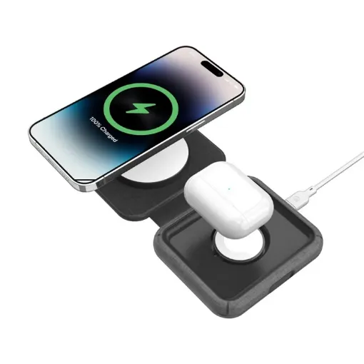 صورة شاحن Momax Q.Mag Go اللاسلكي 2 في 1 بقوة 20 واط مع MagSafe