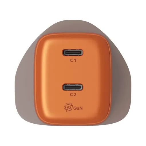 صورة شاحن Momax 1-Charge 45W 2-Port GaN (برتقالي)